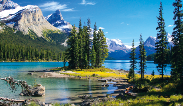 View of lakes and mountains in Canada